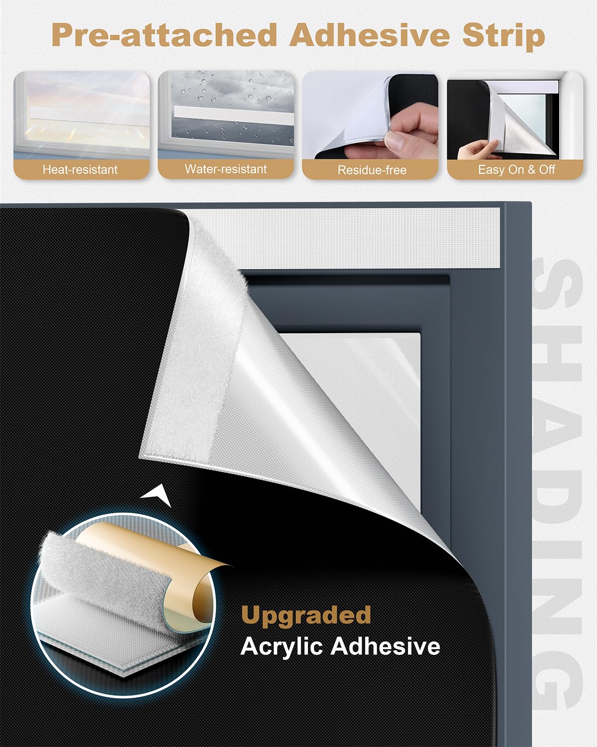 Portable Blackout Curtains for Bedroom (Black / 35W*40L)