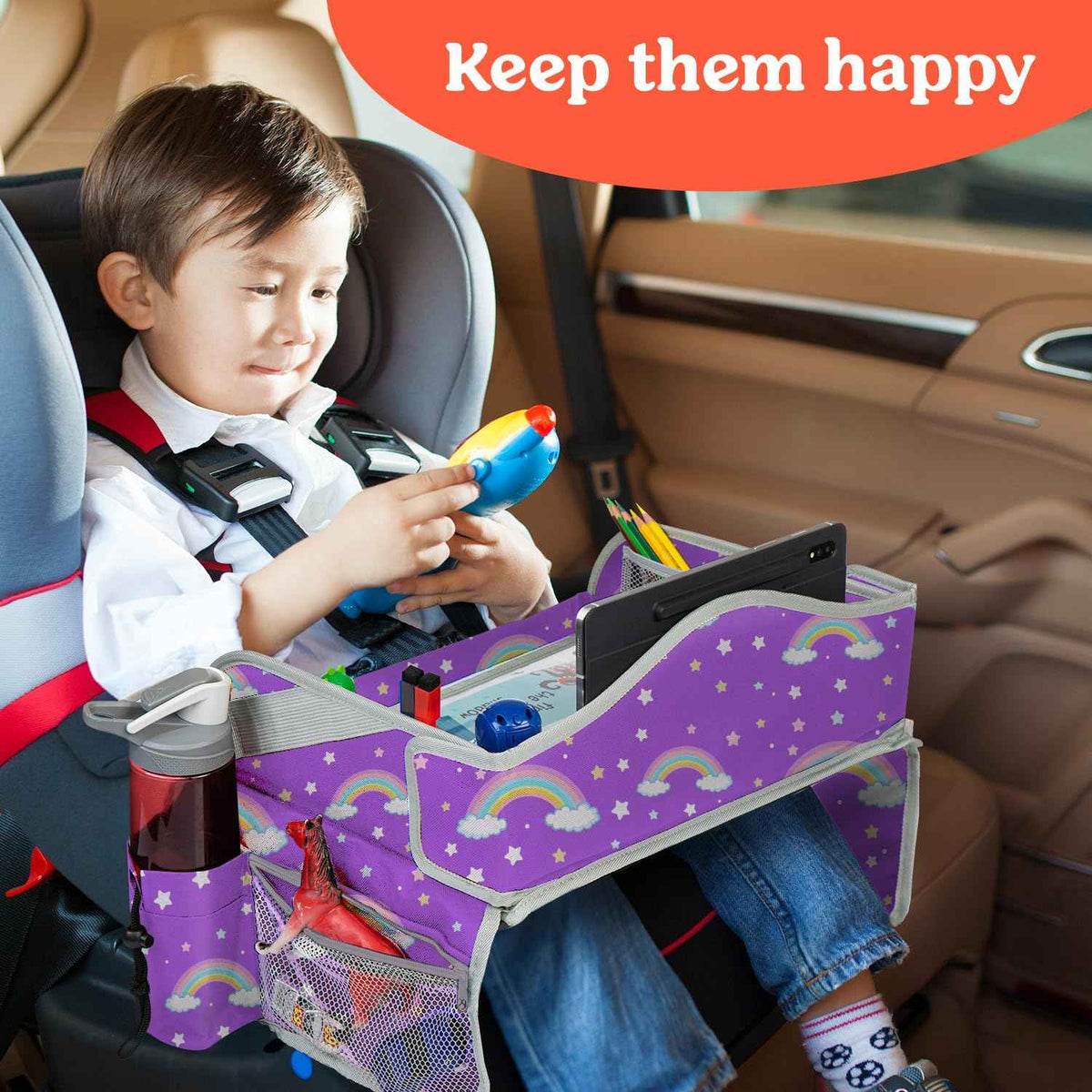 Kids Travel Tray for Car (Rainbow)