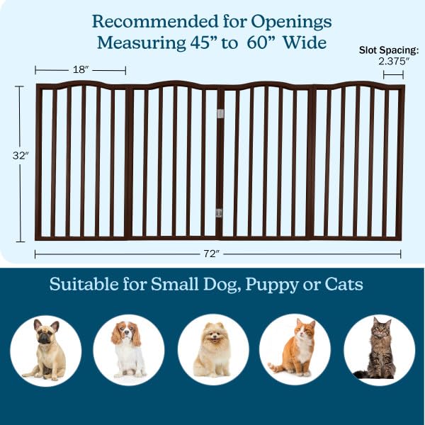 Pet Gate 4 Panel Freestanding Dog Gate Indoor (Brown / 4 Panel)