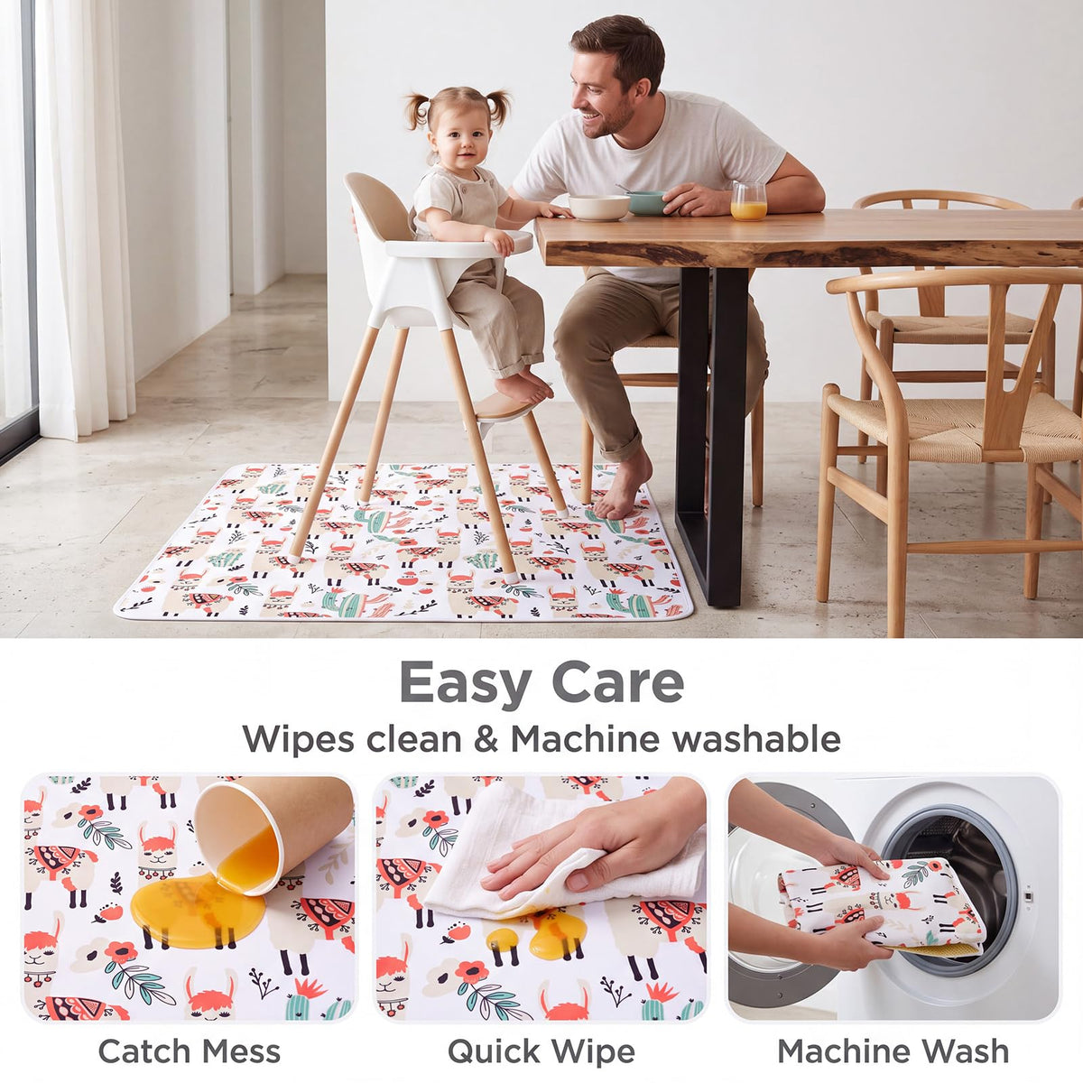 Splat Mat for Under High Chair (Llama)