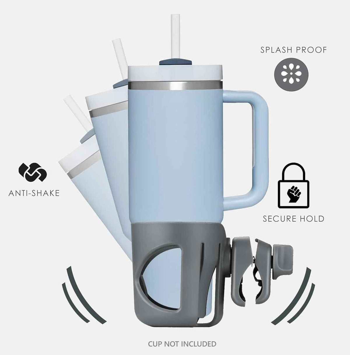 New Stroller Cup Holder for Stanley Quencher H2.0 (gray)