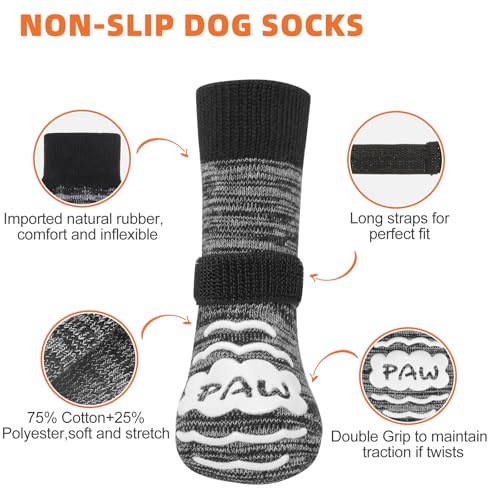 Dog Socks Shoes for Hot Pavement to Prevent Licking Paws (Paw Gray / Large (Paw Width: 3"))