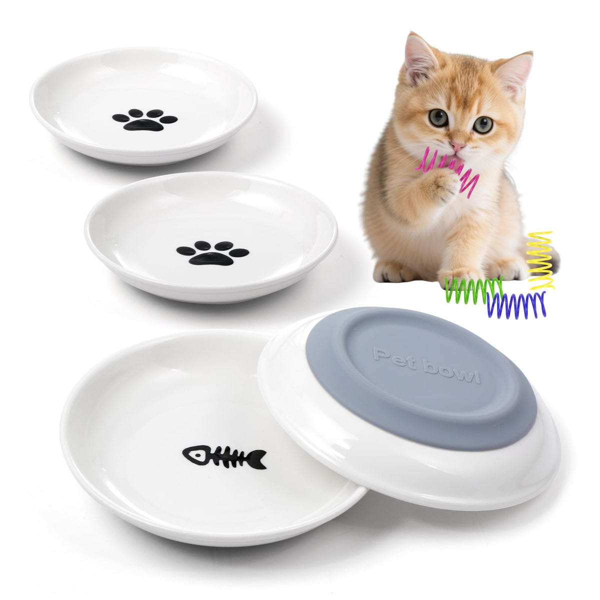 Cat Food Bowl (4pcs-White)