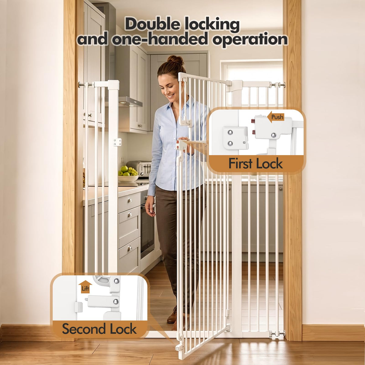 51" Extra Tall Pet Gate for Cats & Dogs (Matte White / 31.5-42.5"Wide,51"Tall)