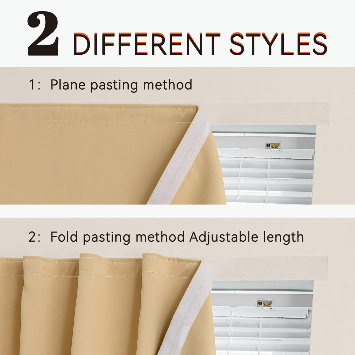 Self Adhesive Blackout Curtains (Beige / 47"W x 59"L (Pack of 1))