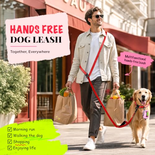 Hands Free Dog Leash (5.9-8.2 FT Red)