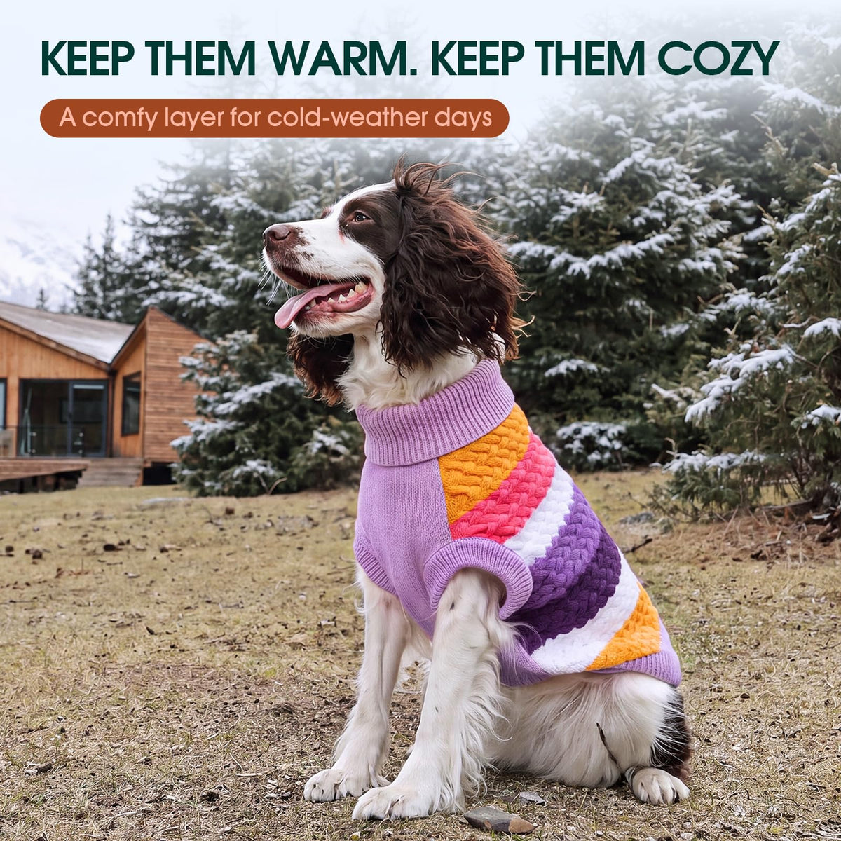 Dog Sweater Warm Dog Sweaters for Extra Large Dogs Girl (XXX-Large (Chest: 27.9''; Weight: 35- 58LB) / Purple)