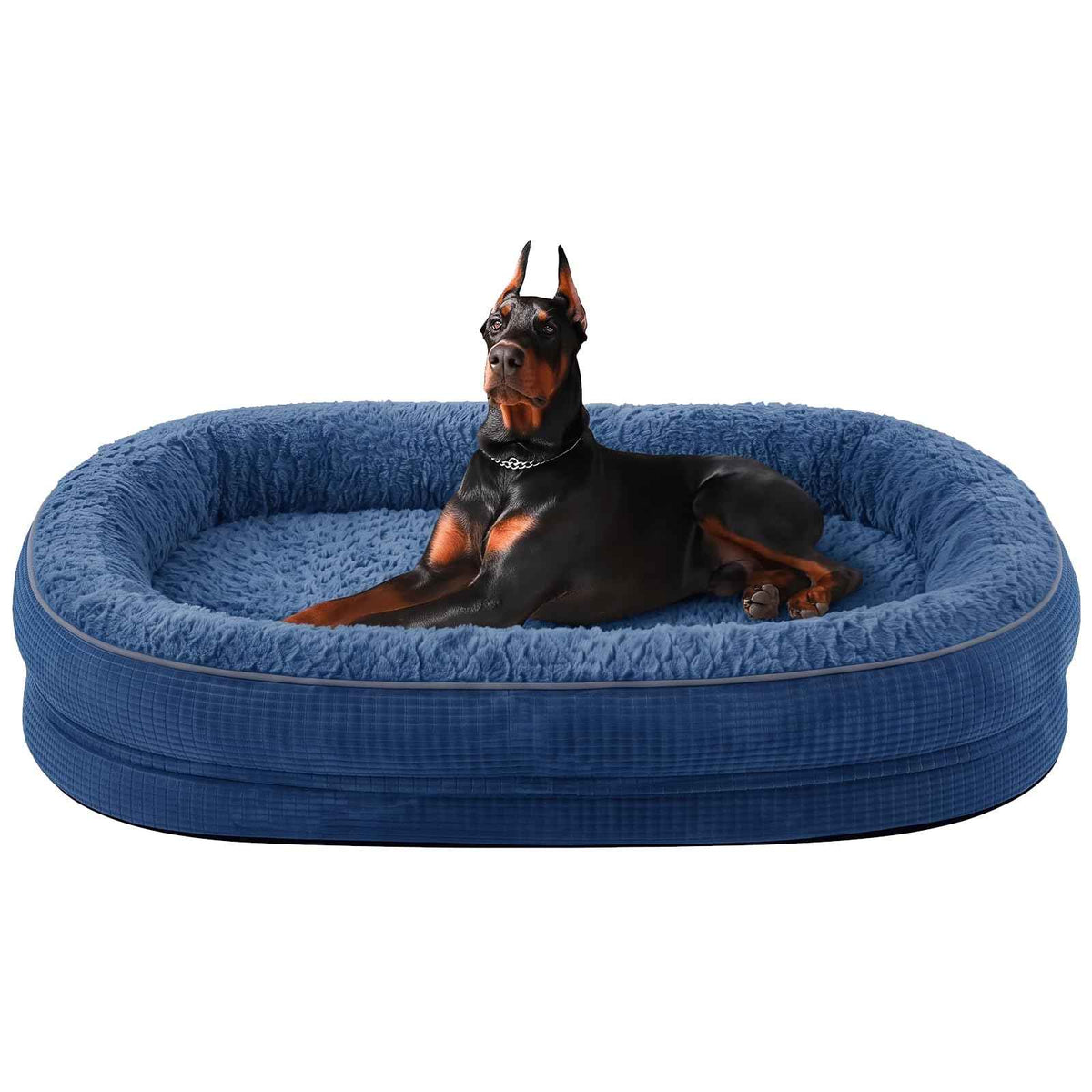 XXL Orthopedic Dog Bed for Large Dogs (Navy Blue / 48"l X 35"w X 7.5"th)