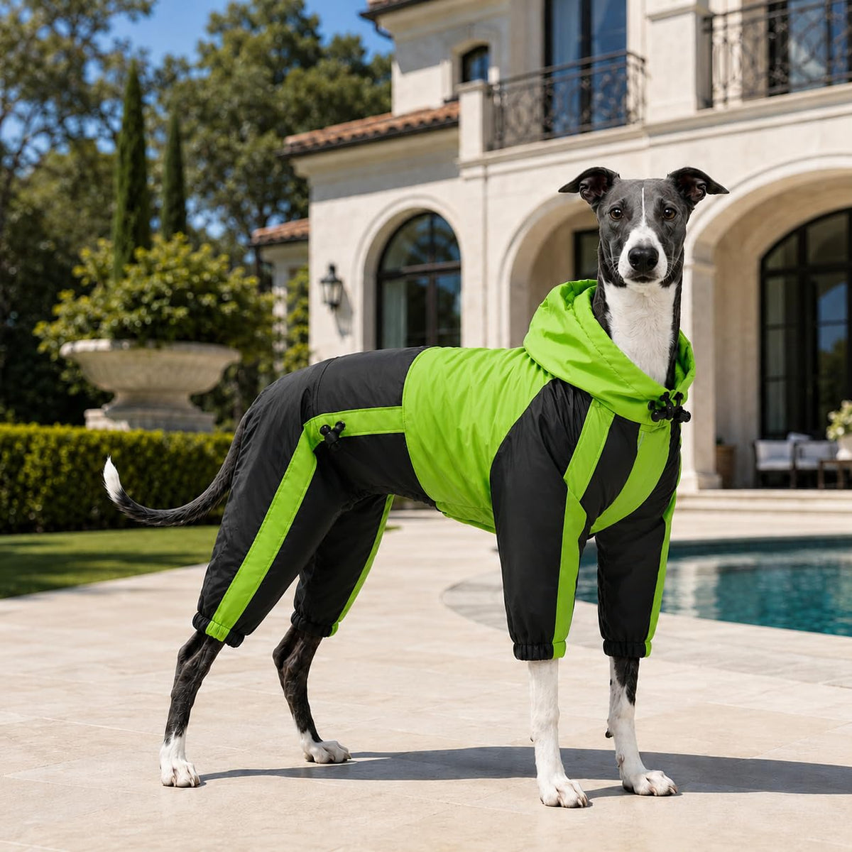 Welsh Corgi Dog Hooded Raincoat (D-S (for Dachshund) / Green)