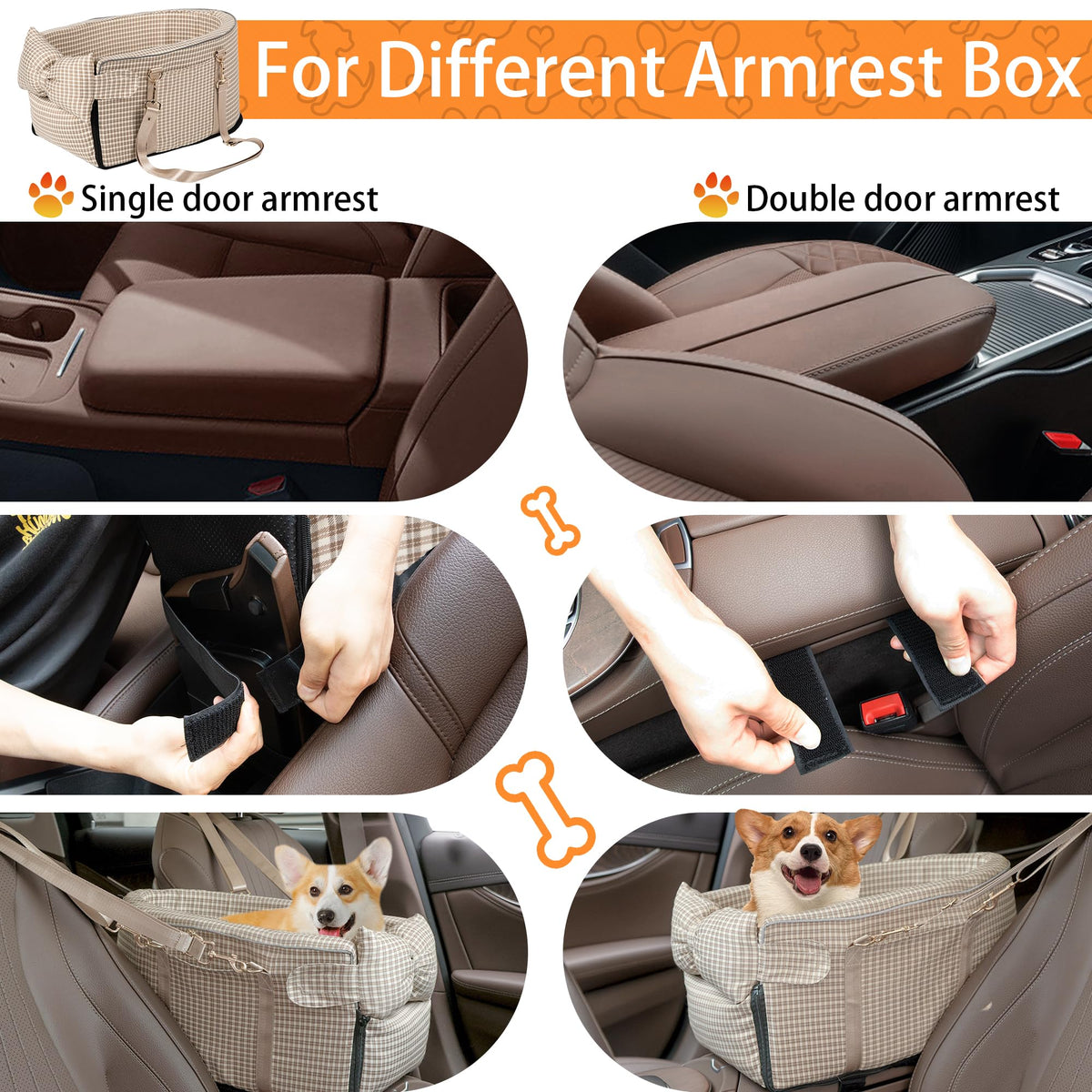 Center Console Dog Car Seat for Small Dogs
