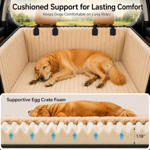 Plush Dog Car Seat Cover (Light Khaki / Standard - 54" Length)