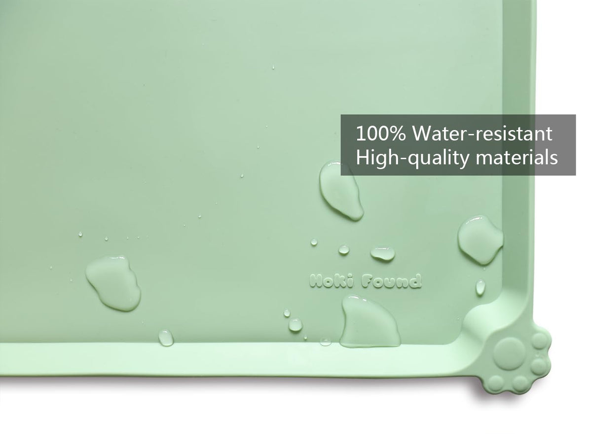 L Silicone Non Slip Pet Dog Cat Bowl Mats (22" x 14" / Jade)