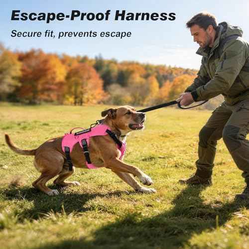 No Escape Dog Harness (Hotpink / Medium: 30-50 lbs (Chest:24-28",Neck:17-19"))