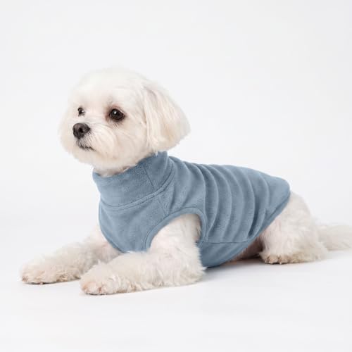 3 Pack Fleece Dog Sweaters for Small Dogs (Lt Blue+Olive+Brown / X-Small)