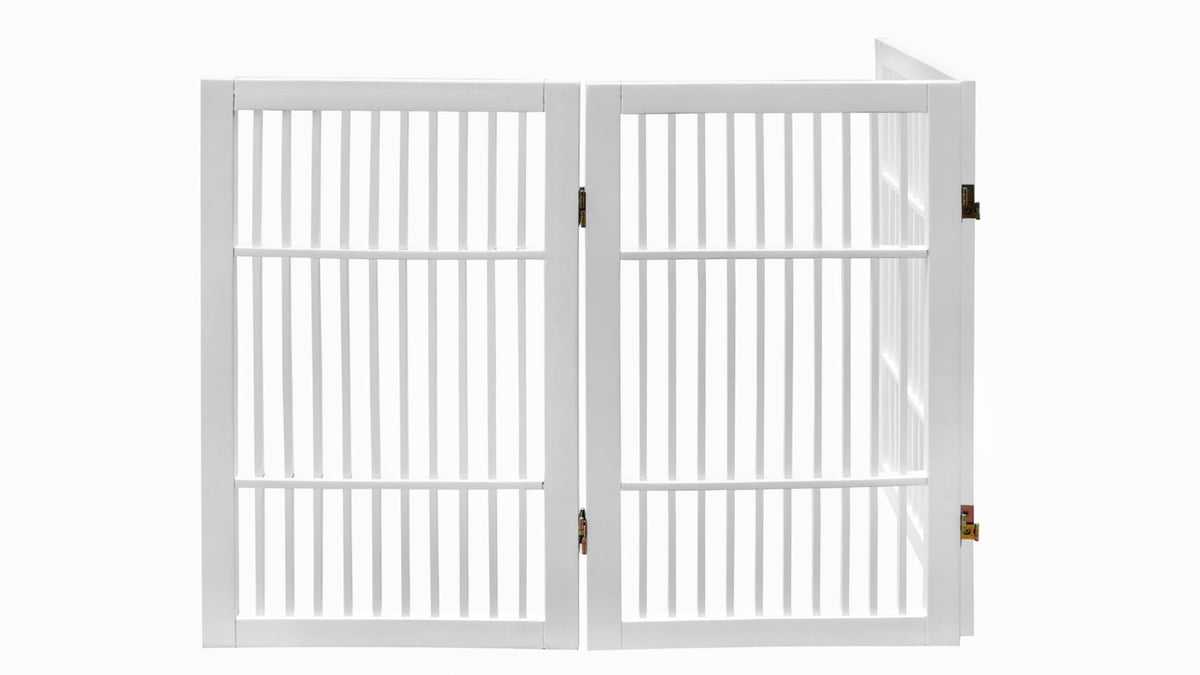 Pet Dog Gate Freestanding (3 Panel 30" Tall / White Pet Gate)