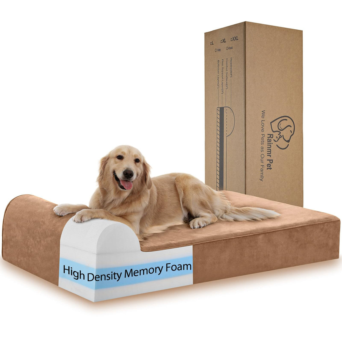 Orthopedic Dog Beds for Large Dogs (60.0"L x 48.0"W x 7.0"TH / Premium Version-Khaki)