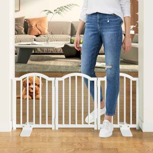 Short Dog Gate Indoor (White / 3 Panel-16''H, Up to 37''W)