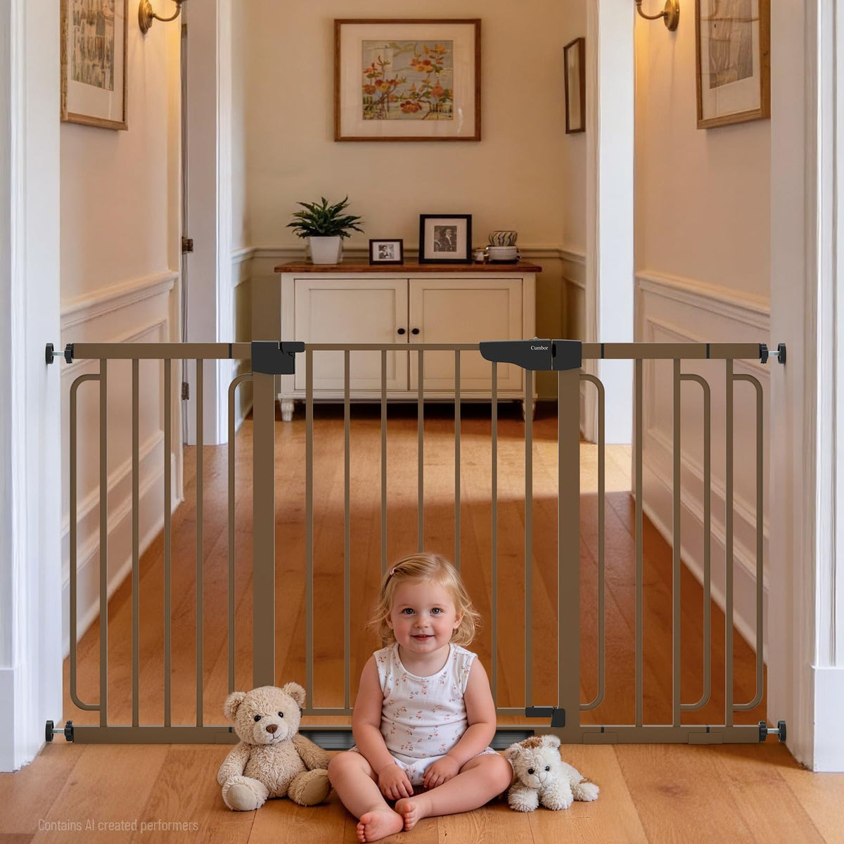 30.4 56.8" Extra Wide Baby Gate (Brown / 30.4"-56.8" W x 30.5" H)