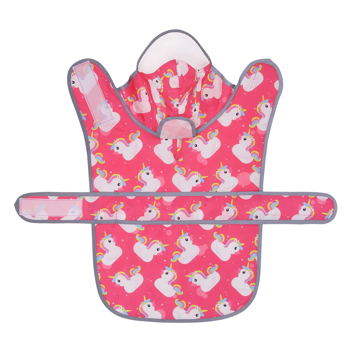 Clear Hooded Dog Raincoat Jacket Poncho with Dog Leash Hole Pink XXL (XX-Large / Unicorn Ducks Pink)