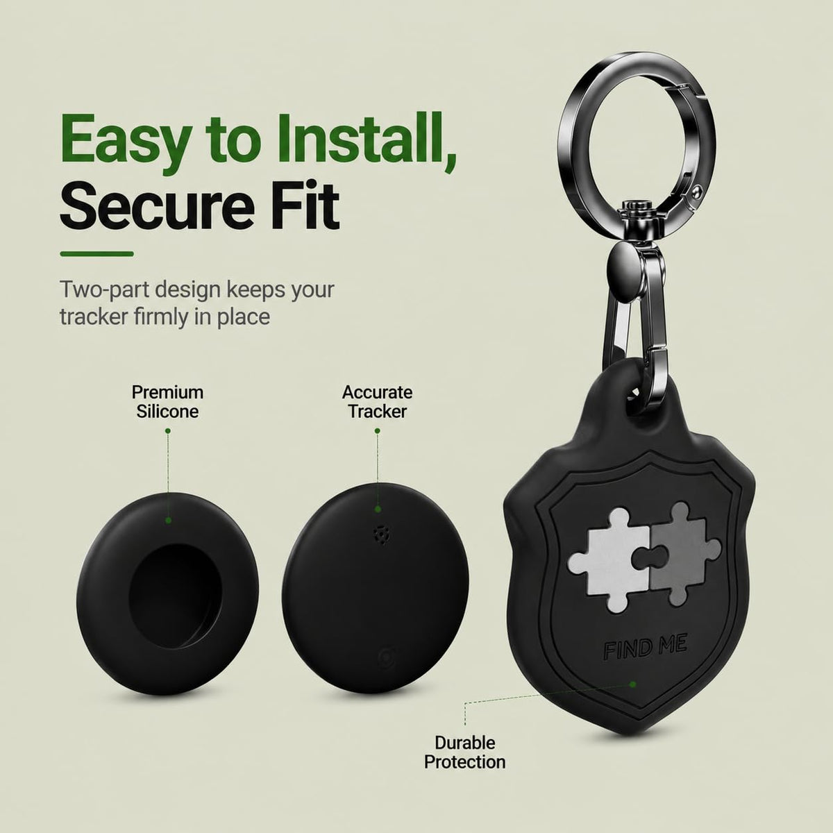 Dog Tracker with Apple Find My (Black)