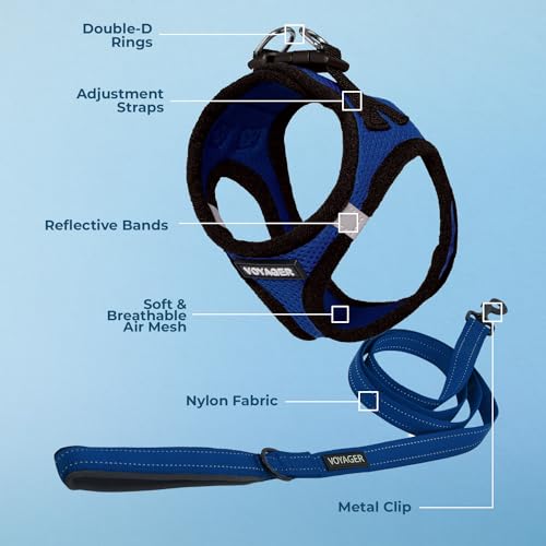 Voyager Step in Air All Weather Mesh Harness and Reflective Dog 5ft Leash Combo with Neoprene Handle