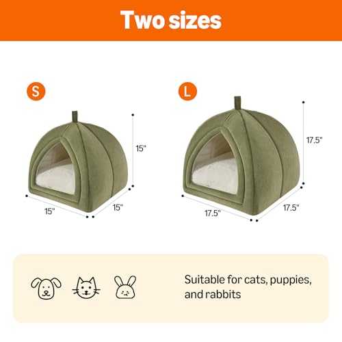 Cat Bed Cave 2 (Green / S-15"×15"×15")