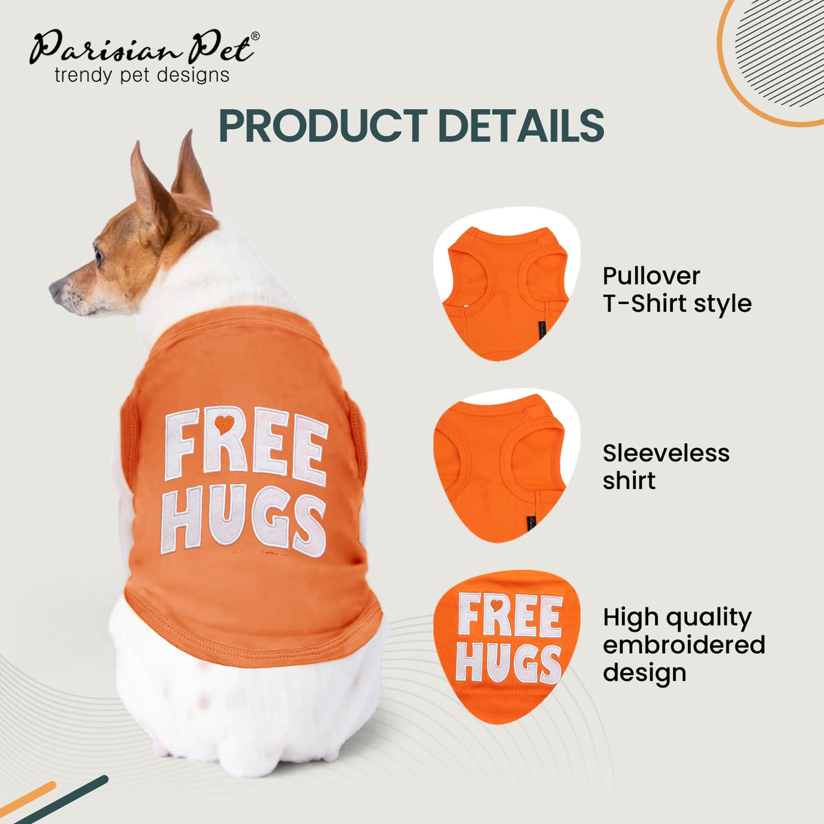 Dog Shirt 100% Cotton Free Hugs Shirts for Small Dogs (Small / Free Hugs)