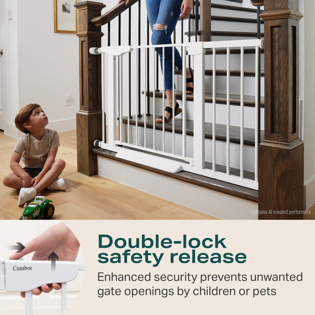 30 46" Baby Gate for Stairs (White / 30"-46" W x 30.5" H)