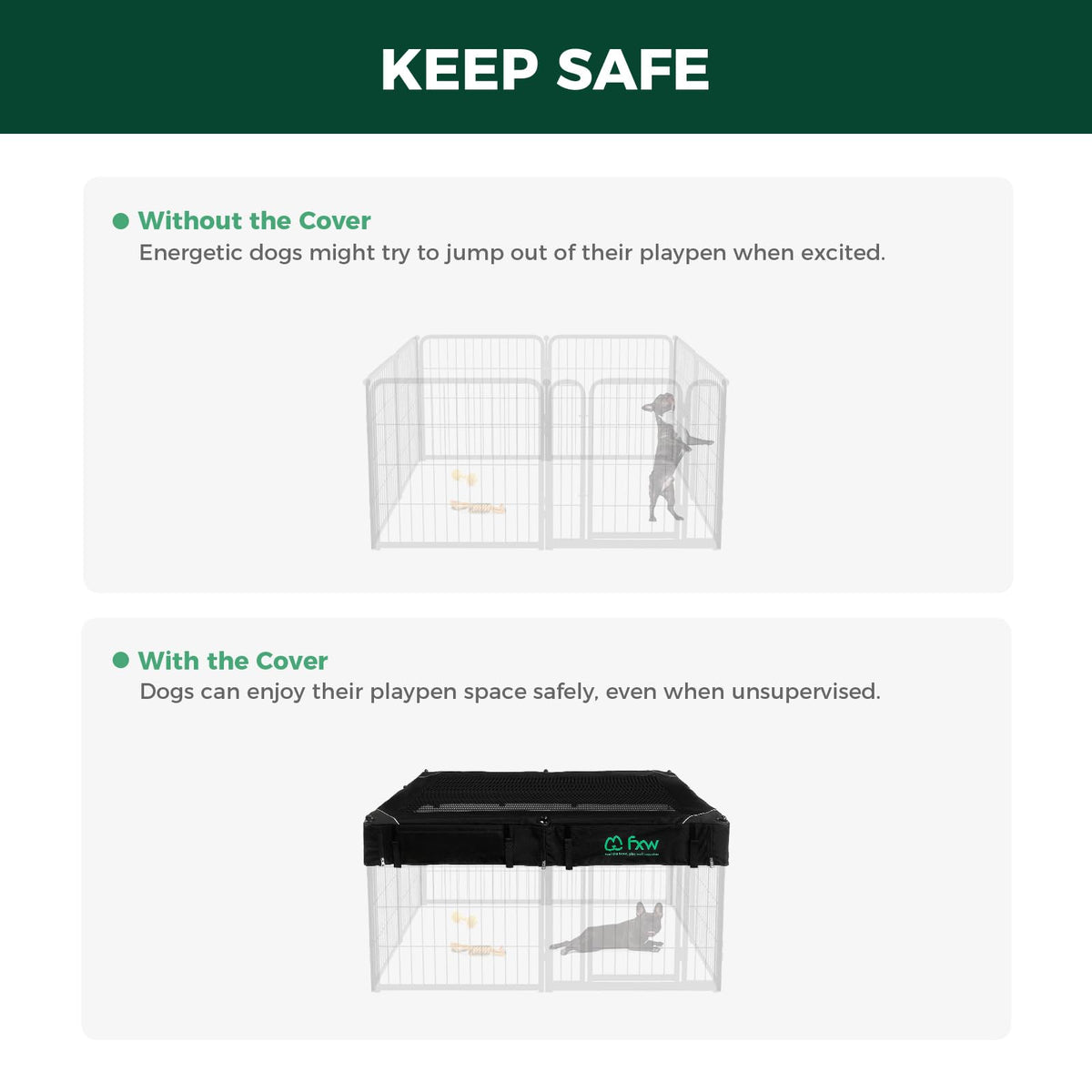 Homeplus Indoor Dog Playpen with Mesh Top Cover (Black / 24"H)