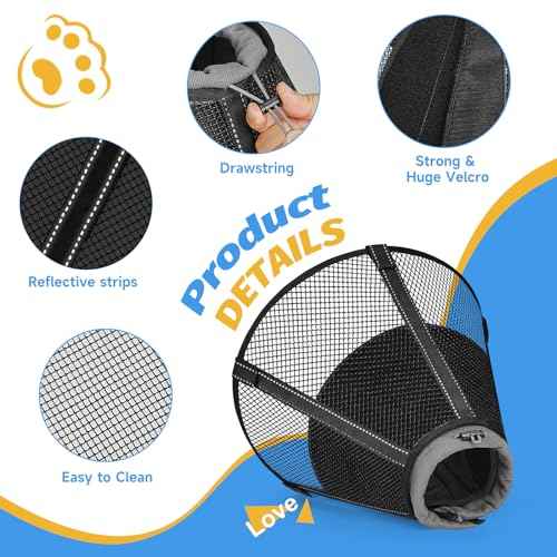 Dog Cone Collar Soft to Stop Licking Surgery Recovery Alternative (Black / XL(Depth: 10.8in, Girth: 16.0-19.5in))