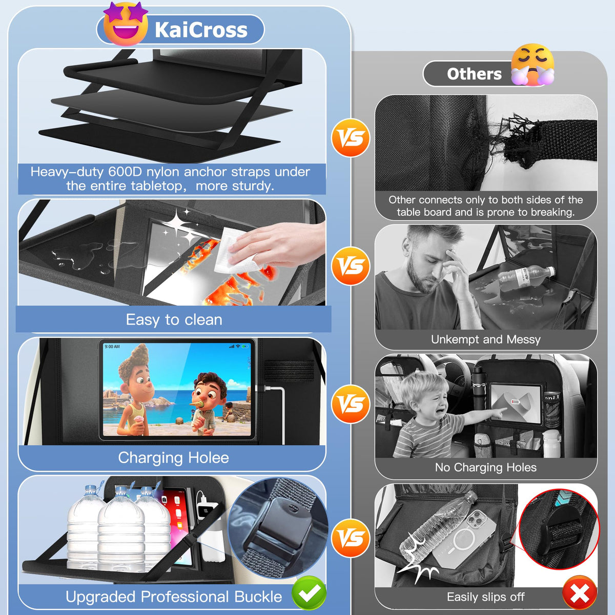 Backseat Car Organizer with Foldable Tray (1 Pack)