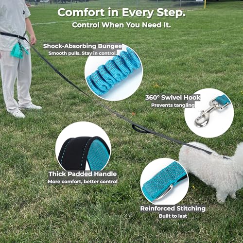 Hands Free Dog Leash (Aqua Blue / Large (8–10FT))