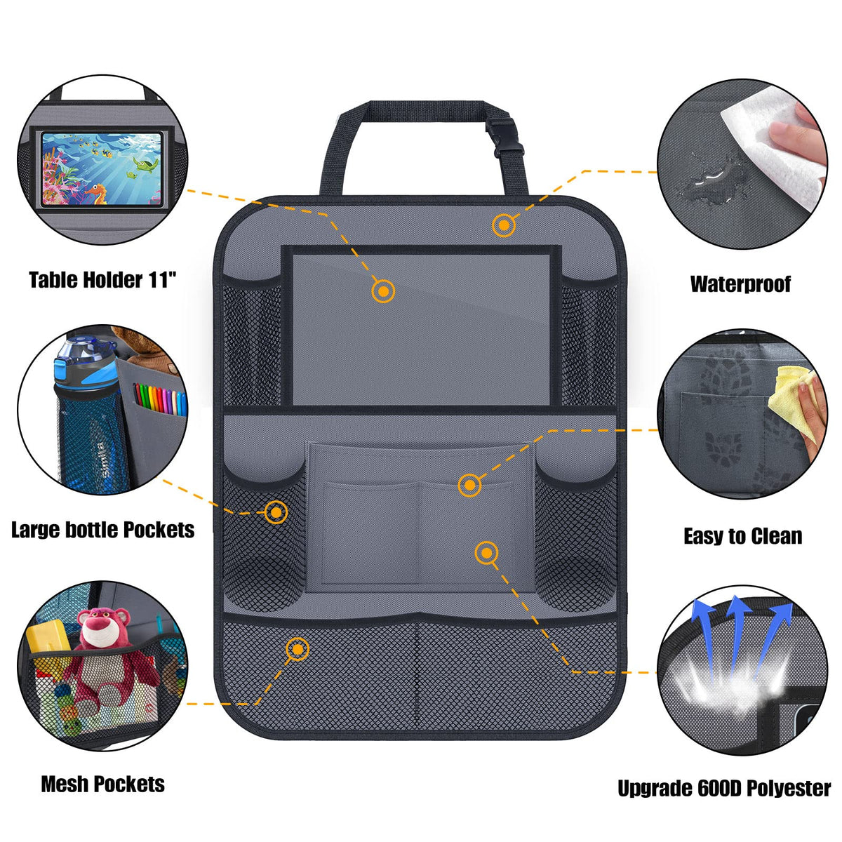 Backseat Car Organizer w (Gray)