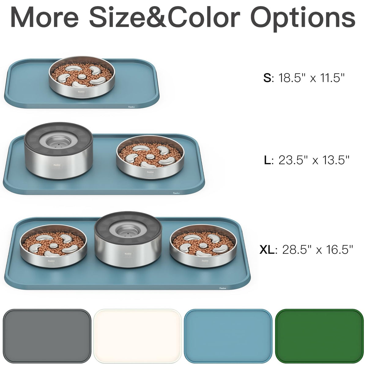 Pet Feeding Mat [Warped Resistant Raised Edge] (28.5"L x 16.5"W / Blue)