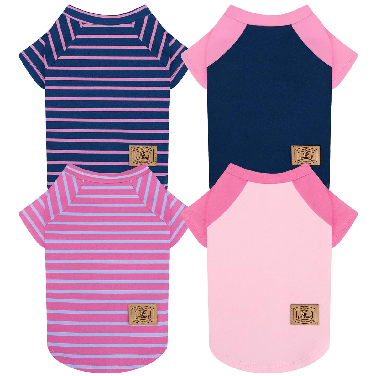 4 Pack Dog Sweaters Comfy Dog Clothes with Sleeves Puppy Shirts Pullover Pet Sweatshirt for Small Medium Large Dogs Boy Girl Doggy Outfits Cat Apparel (Large / Pink, Purple)
