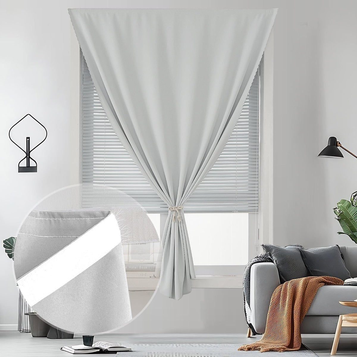 Self Adhesive Curtains (59"W x 71"L (Pack of 1) / Light Grey)