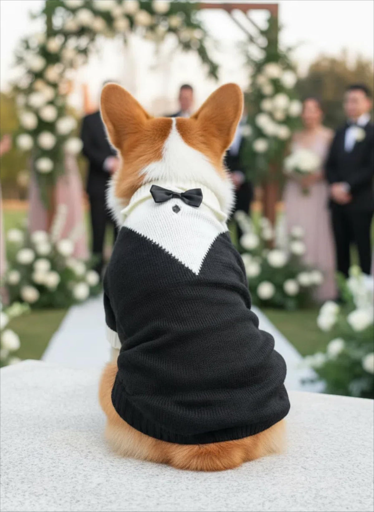 Dog Tuxedo Bow Tie Wedding Party Suit (Medium / Black White Tuxedo)
