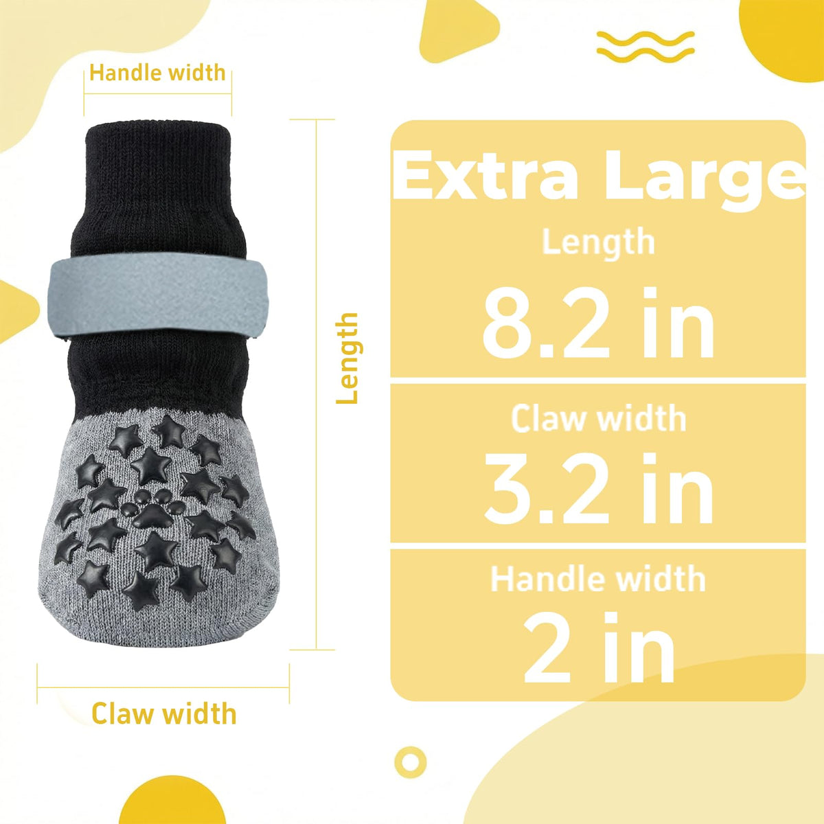 Reflective Dog Socks Grippy Socks Prevent Licking Paws (Classic Grey / Giant)