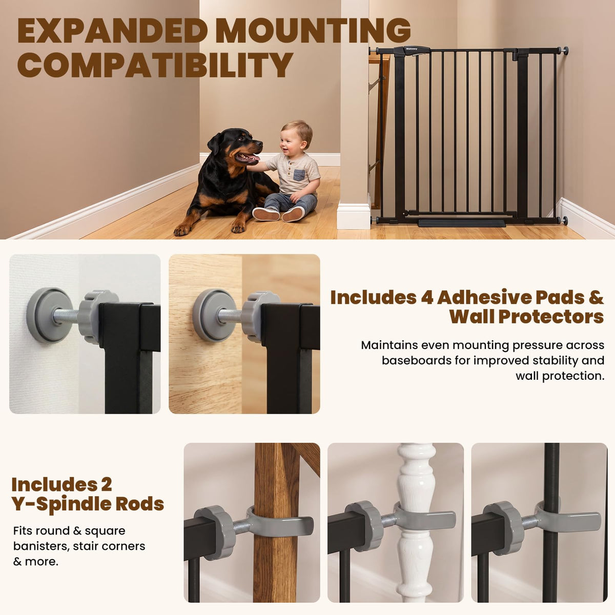 36" Extra Tall Dog Gate (Black / 29.7-40"W x 36"H)
