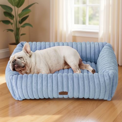 ComfyFleece® Cute Dog Bed Medium Large Size Dog Washable (30.0"L x 24.0"W x 8.0"Th / Blue)