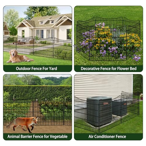 15 Panels Dog Fence Outdoor for Yard (Black / 15 Panels-32in(H)x37.9ft(L)-Concave)