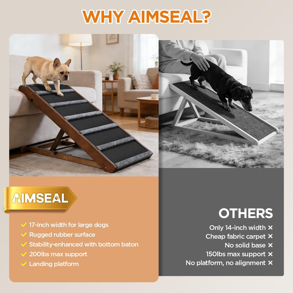 Dog Ramp for Bed (Black / Large)