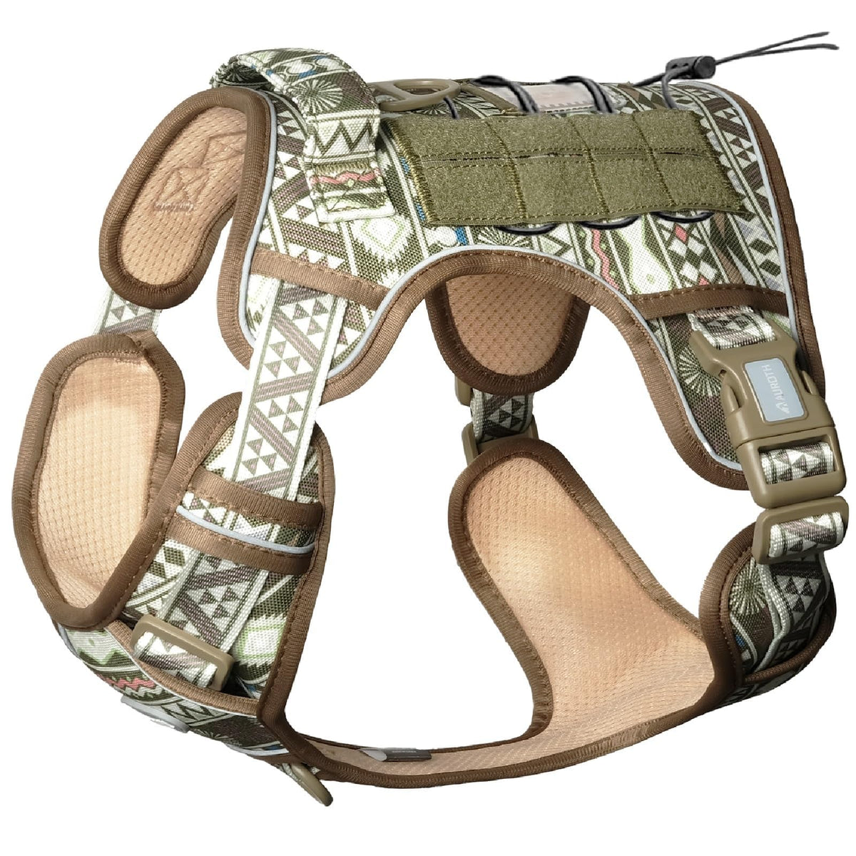 Dog Harness for Small Medium Dogs (Tribal Patterns-Green / S(Neck:14-21",Chest:20-31"),18-35 lbs)