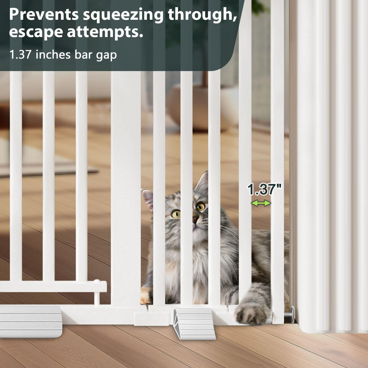 51'' Extra Tall Cat Gate for Doorways 30 (White-51"tall / 30''-49.2''Wide)