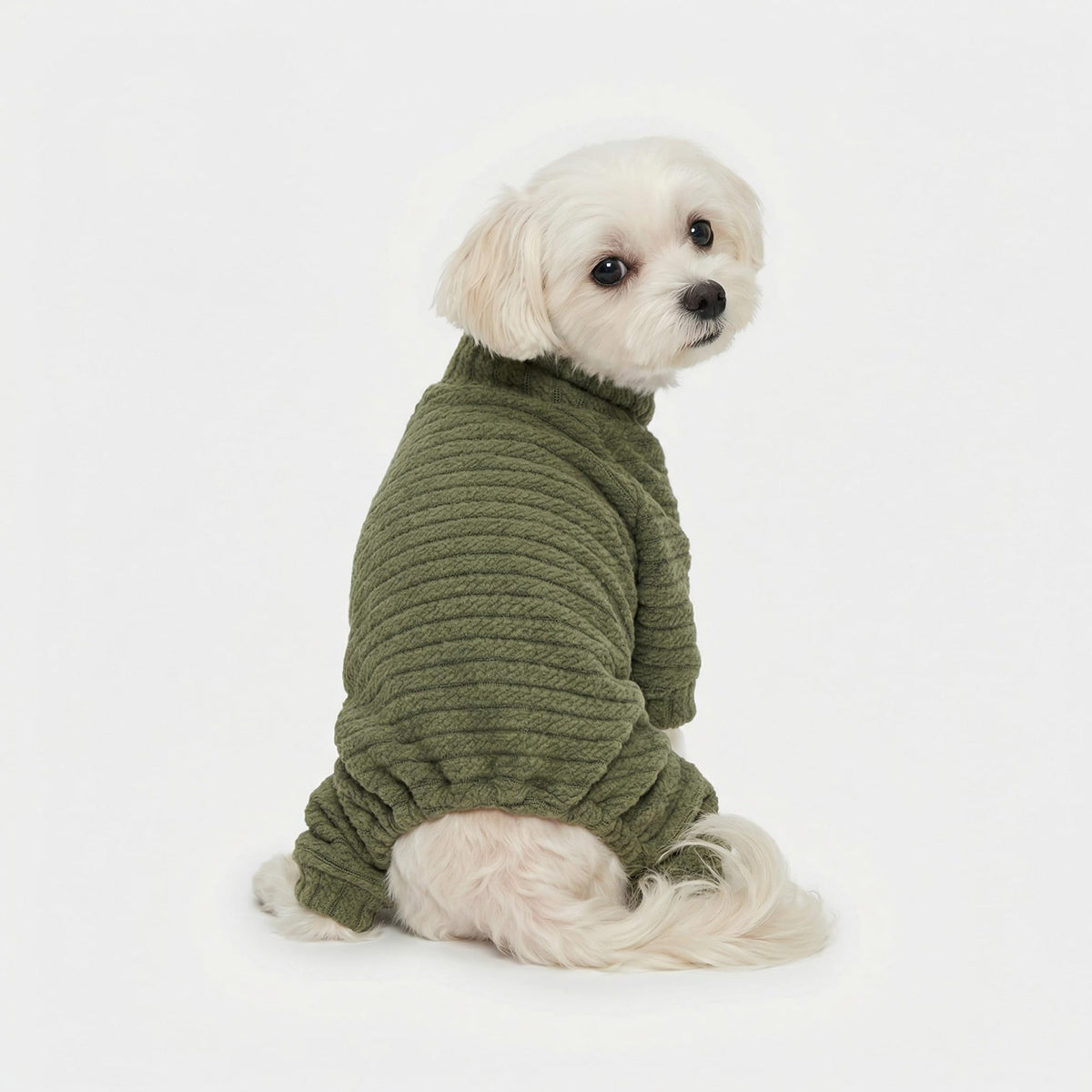 Turtleneck Knitted Dog Sweater Puppy Pajamas Thermal Doggie Winter Clothes Knitwear Pet Coats Cat Apparel Green Large (Large / Sage Green)