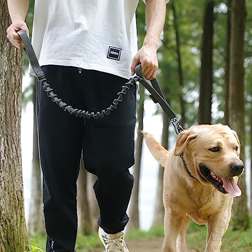 Military Nylon Bungee Dog Leash Elastic Leads (Grey)