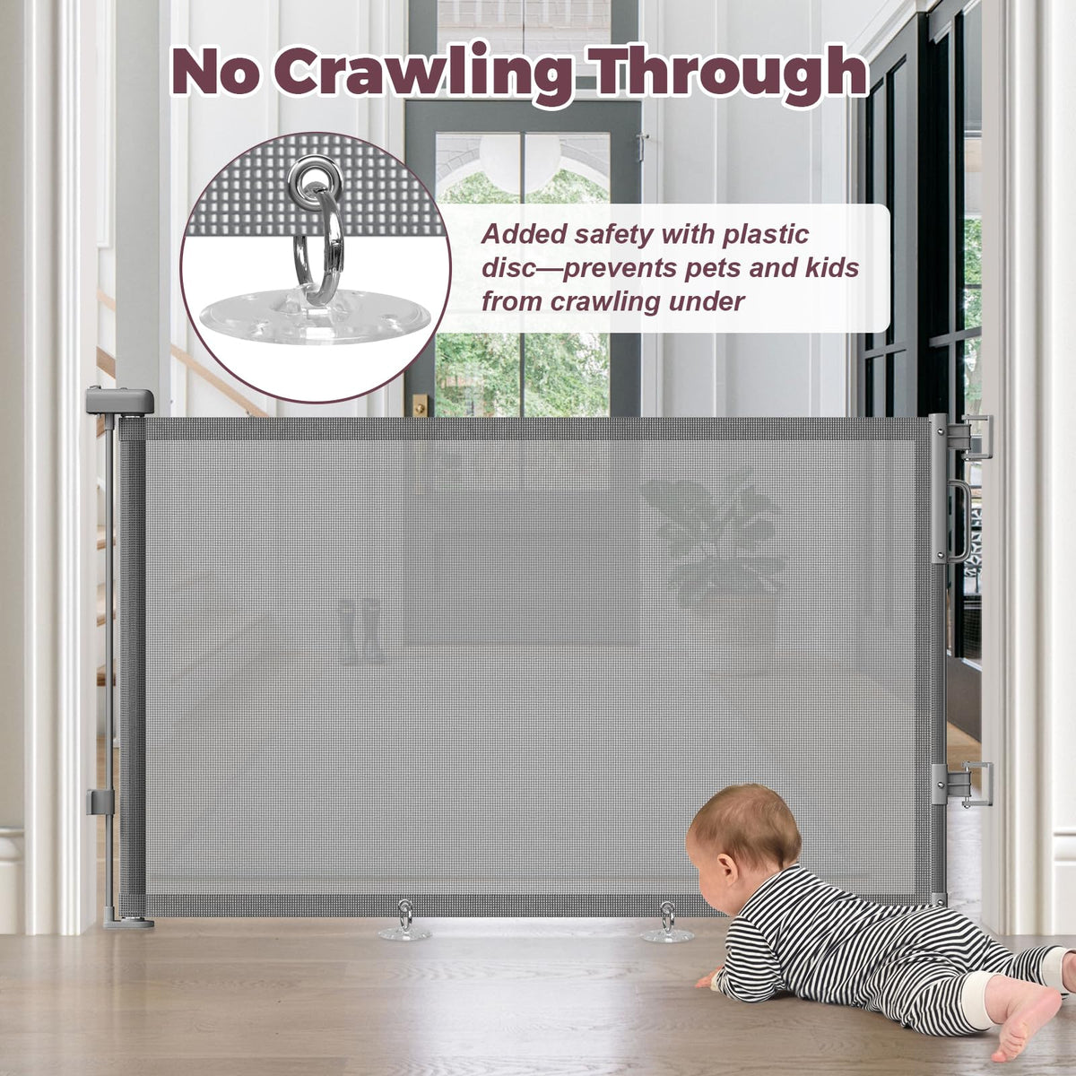 Retractable Baby Gates 2 Pack (Gray / 34" Tall x 55" Wide (2Pack))