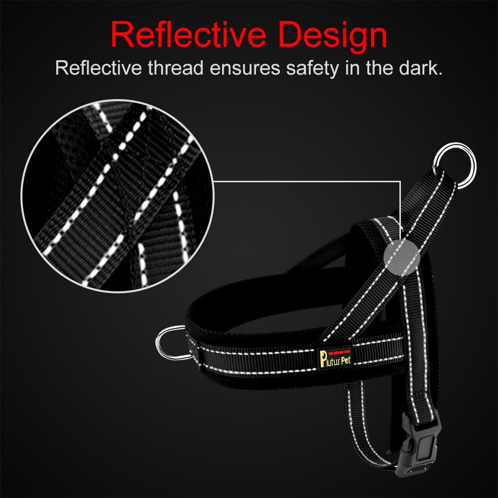No Pull Dog Harness with Front Clip (L: chest 25.2"-32.3" / Black)
