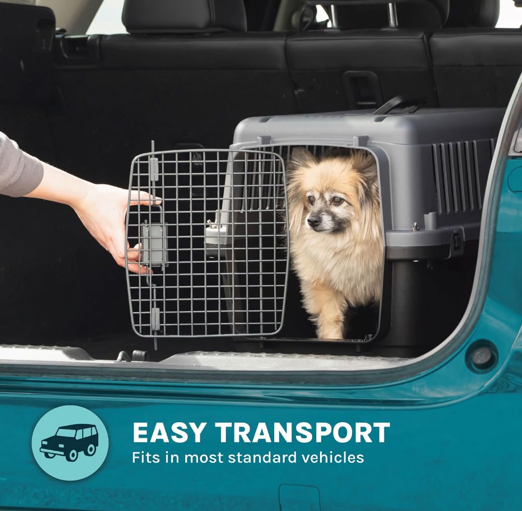 SportPet Airline Compliant Small 24" Travel Dog Kennel (Dark Gray)