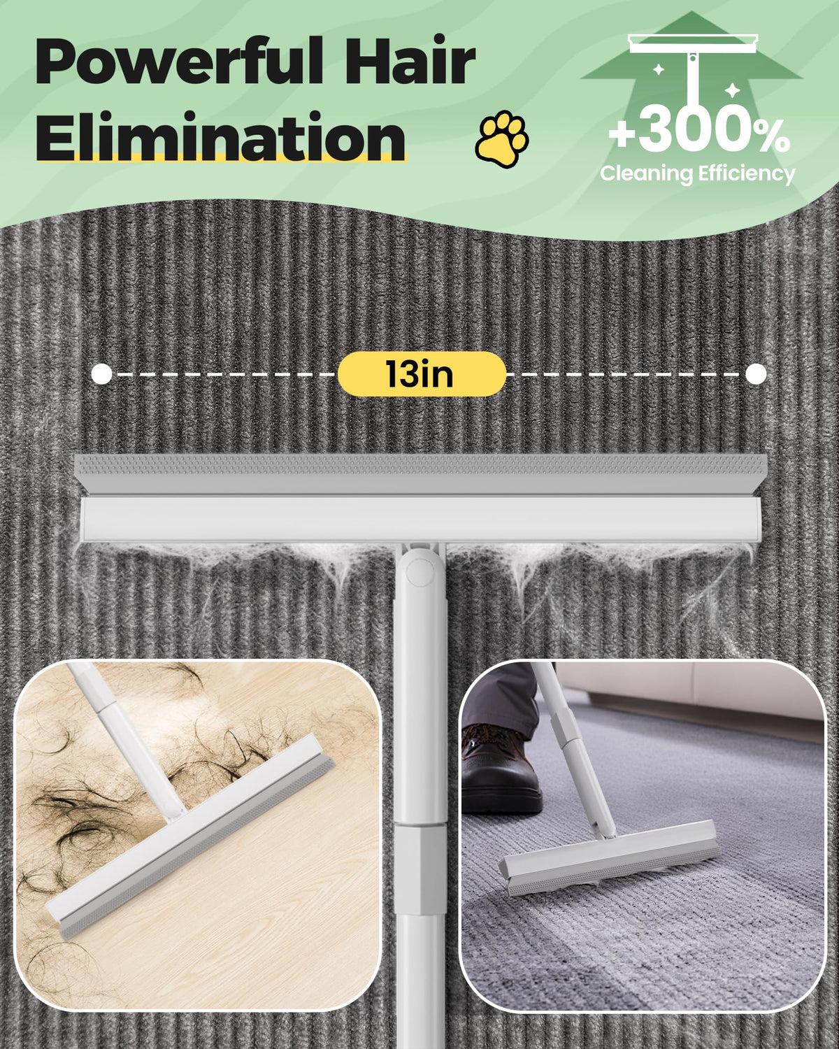 Carpet Rake for Pet Hair Removal Tool (Pearl White)